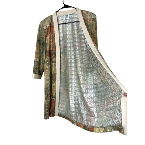 Vintage R&M Richards By Karen Kwong‎ Green Multicolor Duster - Picture 5 of 10